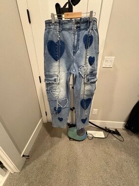 Barrel Jeans with Hearts